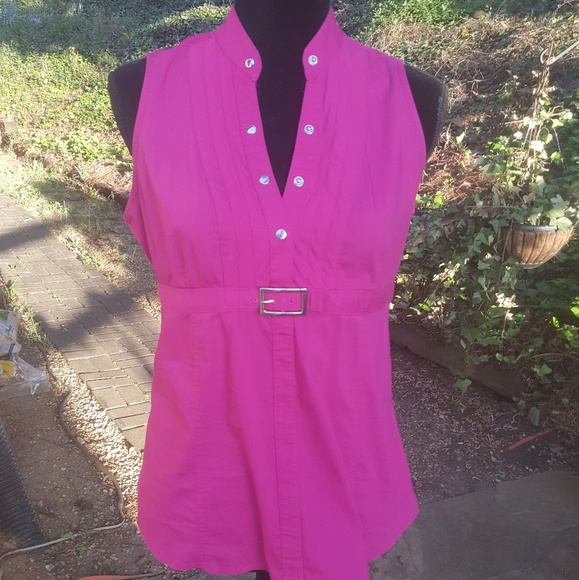 Express Tops - Express Pink Sleeveless, Empire Waist,  V-neck Top